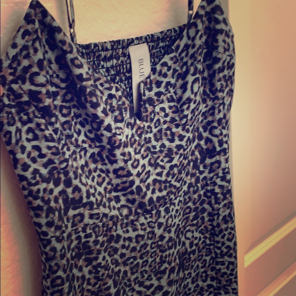 Blue leopard silky mini dress from planet blue